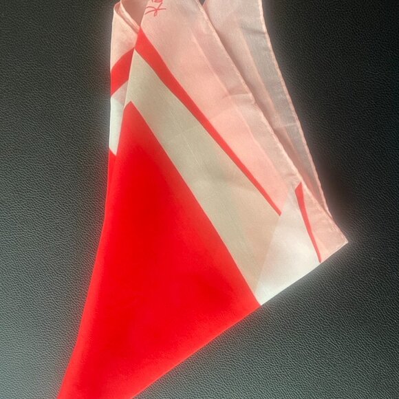 Vintage Katja for XIIX Karat Silk Blend Scarf | Red, Orange & Pink Geometric Str - Picture 5 of 7